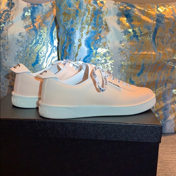 Chanel Light Pink Canvas Lace Up Bowling Sneaker - Picture 5 of 8